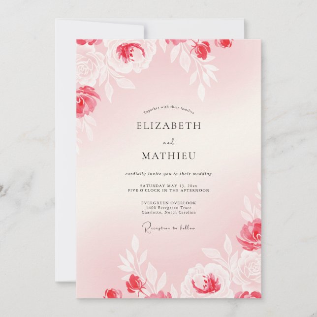 Merlot Petal Wedding Invitation (Front)