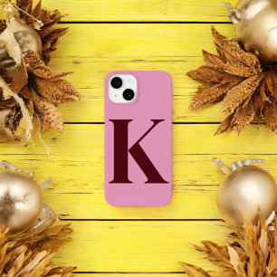 Merlot Pink Initial Personalised Monogram Design Case-Mate iPhone 14 Case