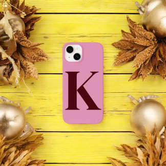 Merlot Pink Initial Personalised Monogram Design Case-Mate iPhone 14 Case