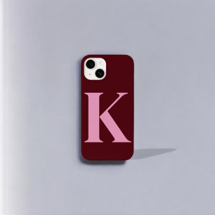 Merlot Pink Initial Personalised Monogram Design Case-Mate iPhone 14 Case