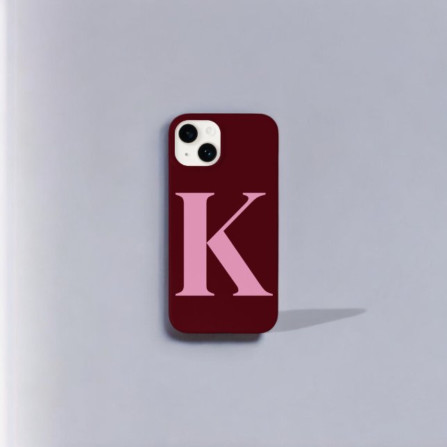 Merlot Pink Initial Personalised Monogram Design  Case-Mate iPhone Case (Creator Uploaded)