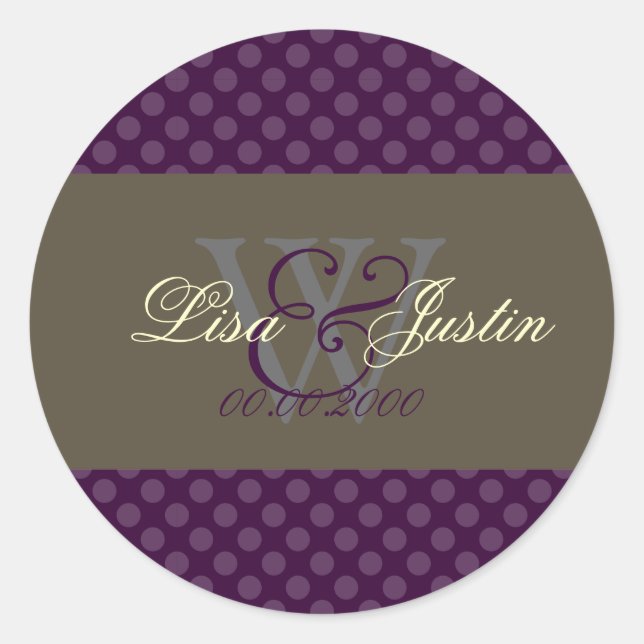 Merlot Polka Dots monogram stickers (Front)