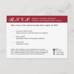 Merlot red business gala event corporate RSVP Card