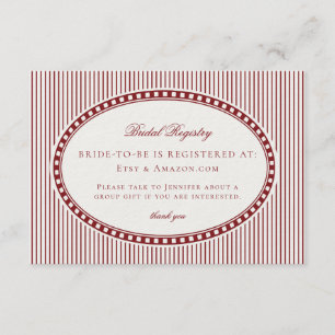 Merlot Red Harlequin Chequered Bridal Registry Enclosure Card