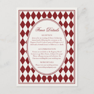 Merlot Red Harlequin Chequered Finer Details Weddi Enclosure Card