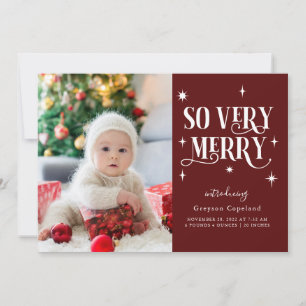 Merlot So Very Merry Holiday Baby Photo  Announcement
