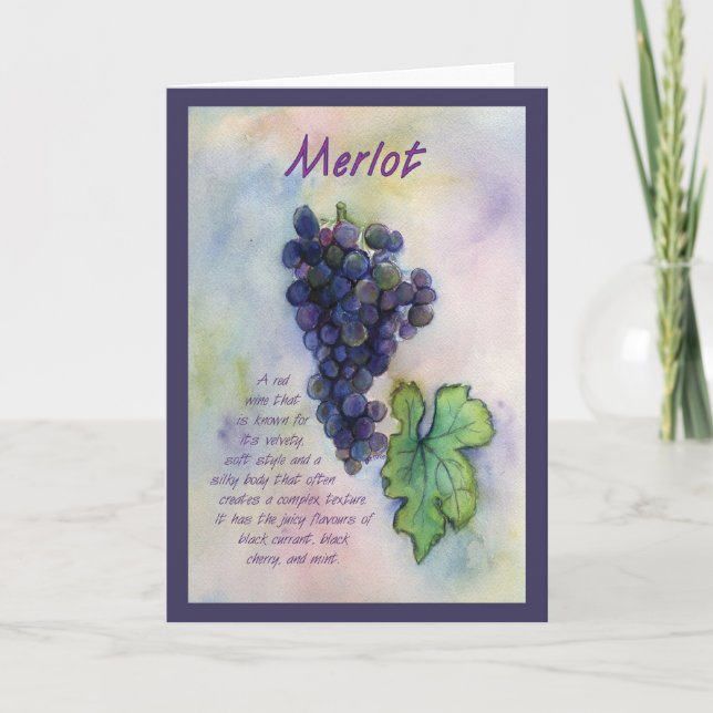 Merlot Wine Art Grapes Greeting or Note Card (Front)