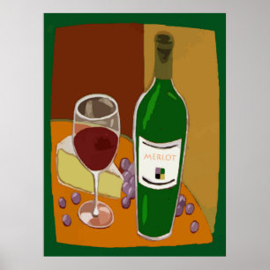 Merlot Wine Bottle Poster