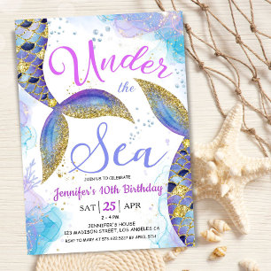 Mermaid 10th Birthday Girl Under the Sea Invitation