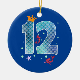 Mermaid 12th Birthday Twelve Years Old Girl 12  Ceramic Ornament