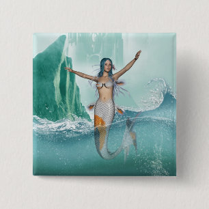 Mermaid 15 Cm Square Badge