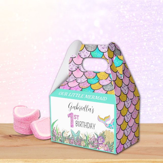 Mermaid 1st Birthday Favour Box (Creator Uploaded)