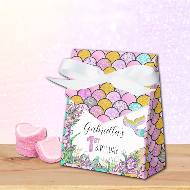 Mermaid 1st Birthday Favour Box (Creator Uploaded)