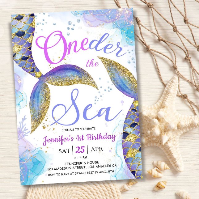 Mermaid 1st Birthday Girl ONEder the Sea Invitation (Creator Uploaded)