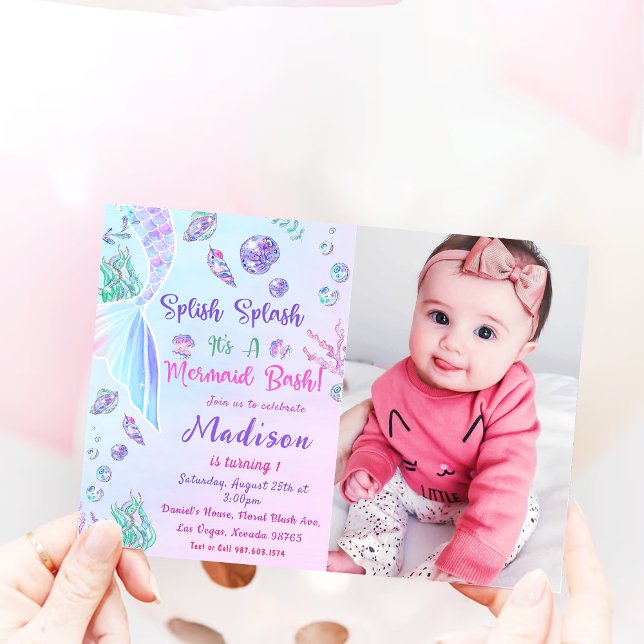 Mermaid 1st Birthday ONEder The Sea Party  Invitation (Creator Uploaded)