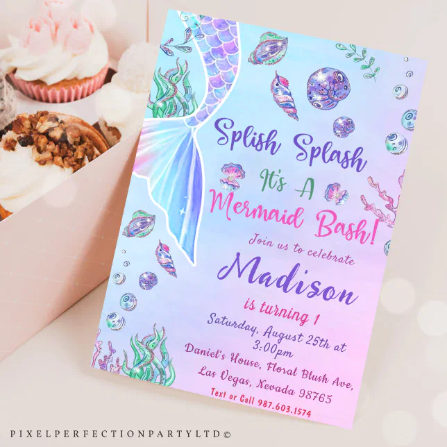 Mermaid 1st Birthday ONEder The Sea Party Invitation | Zazzle