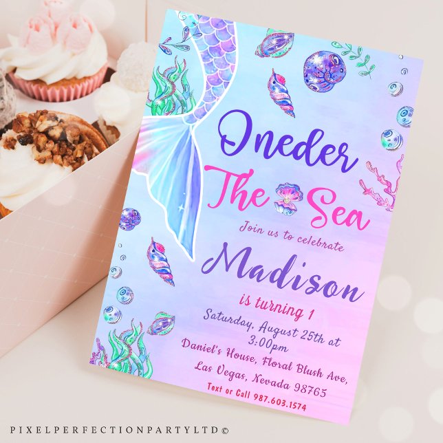 Mermaid 1st Birthday ONEder The Sea Party  Invitation (Creator Uploaded)