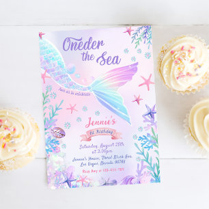 Mermaid 1st Birthday Oneder The Sea Party Invitation