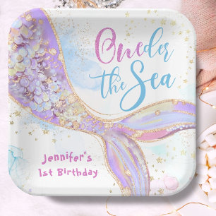 Mermaid 1st Birthday Oneder The Sea Purple Paper Plate