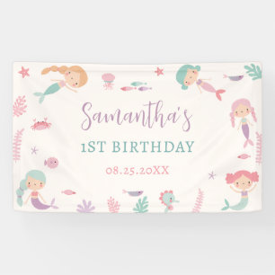 Mermaid 1st Birthday Party Oneder The Sea  Banner