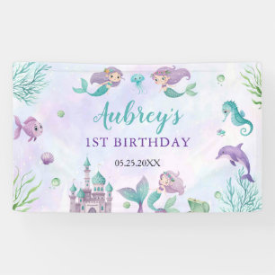 Mermaid 1st Birthday Party Oneder The Sea  Banner