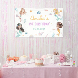 Mermaid 1st Birthday Party Oneder The Sea  Banner