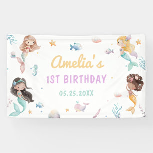 Mermaid 1st Birthday Party Oneder The Sea  Banner