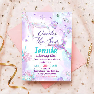 Mermaid 1st Birthday Party ONEder The Sea Invitation