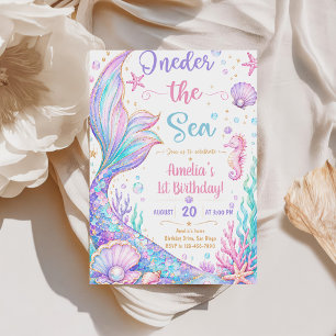 Mermaid 1st Birthday Party ONEder The Sea Mermaid Invitation