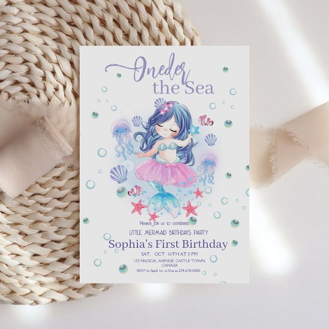 Mermaid 1st Birthday Party Oneder The Sea Mermaid  Invitation (Creator Uploaded)
