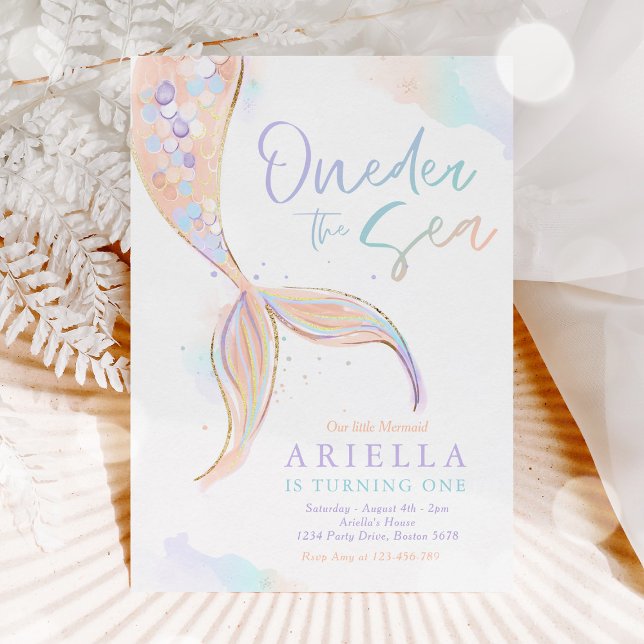 Mermaid 1st Birthday Party ONEder The Sea Mermaid  Invitation (Creator Uploaded)