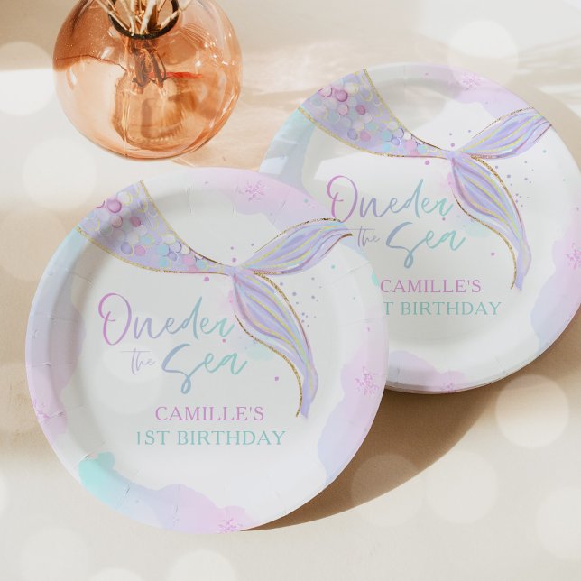 Mermaid 1st Birthday Party ONEder The Sea Mermaid Paper Plate (Creator Uploaded)