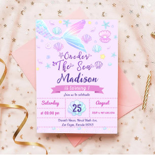 Mermaid 1st Birthday Party ONEder The Sea Party Invitation