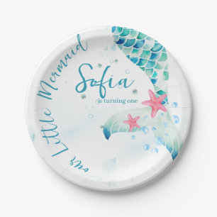 Mermaid 1st Birthday Party Pool Party Paper Plate