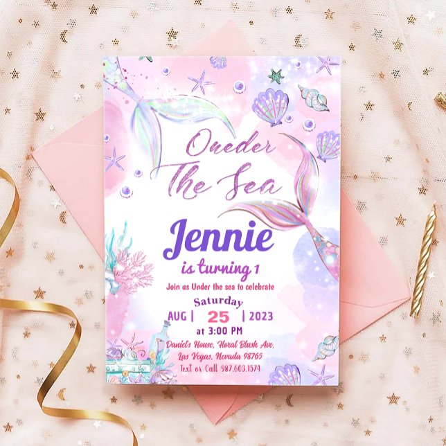 Mermaid 1st Birthday Party Under The Sea Party Invitation (Creator Uploaded)