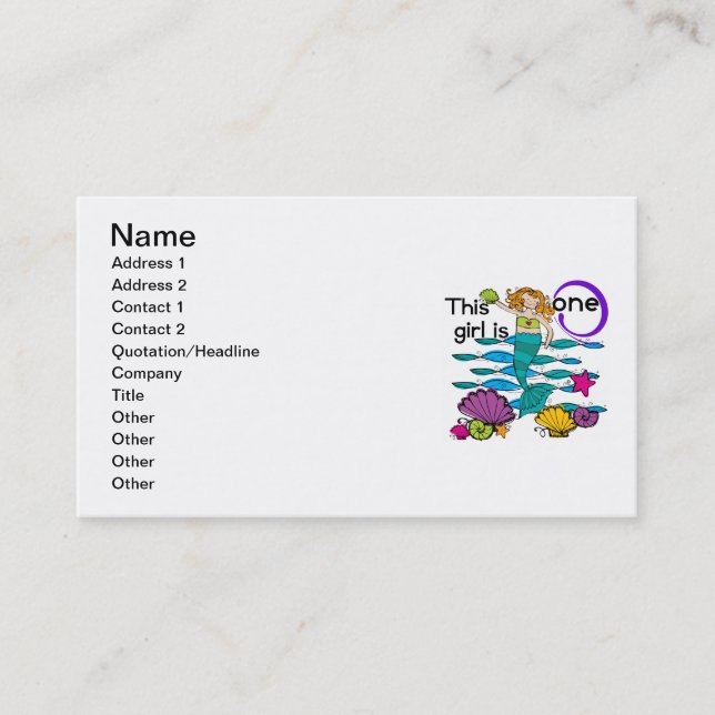 Mermaid 1st Birthday Tshirts and Gifts Business Card (Front)
