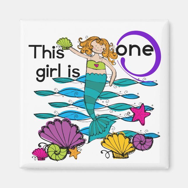 Mermaid 1st Birthday Tshirts and Gifts Magnet (Front)