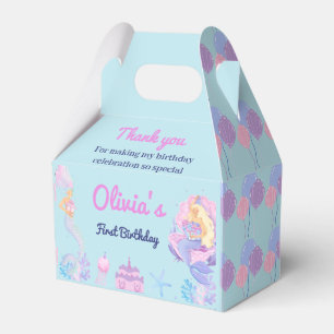 Mermaid 1st Birthday Under Sea Paper Favor Box