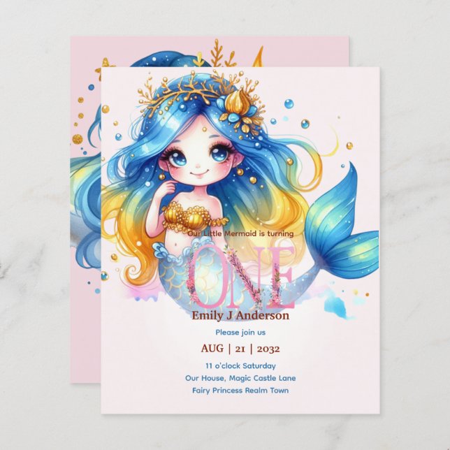 Mermaid 1st Birthday Under The Sea Birthday (Front/Back)