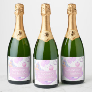 Mermaid 1st Birthday Under the Sea Girl Party Sparkling Wine Label