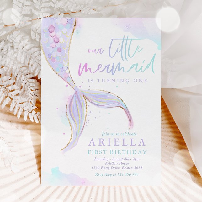 Mermaid 1st Birthday Under The Sea Mermaid Party Invitation (Creator Uploaded)
