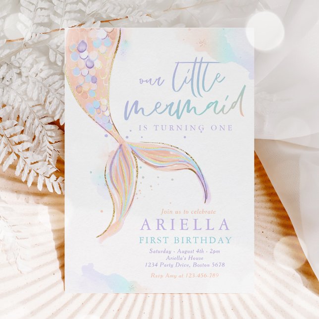 Mermaid 1st Birthday Under The Sea Mermaid Party Invitation (Creator Uploaded)