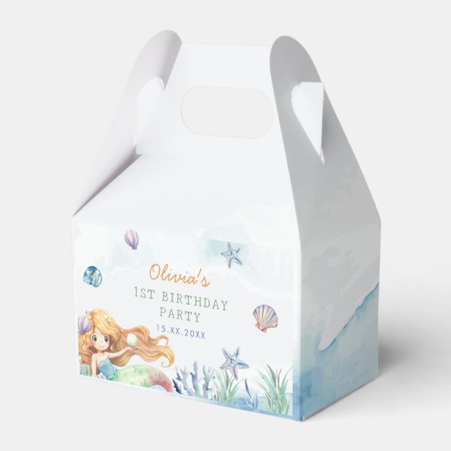 Mermaid 1st Birthday Under The Sea Party  Favour Box (Front Side)
