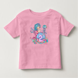 Mermaid 2nd Birthday Change Edit Text Personalise  Toddler T-Shirt