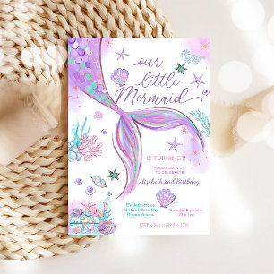 Mermaid 2nd Birthday Party Invitation