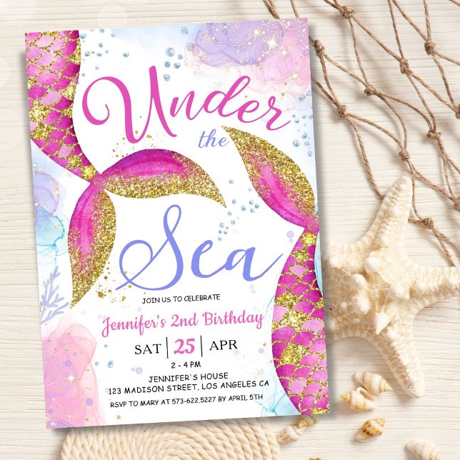 Mermaid 2nd Birthday Party Invite Under the Sea (Creator Uploaded)