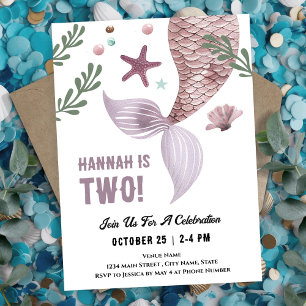 Mermaid 2nd Birthday Sea Purple Invitation
