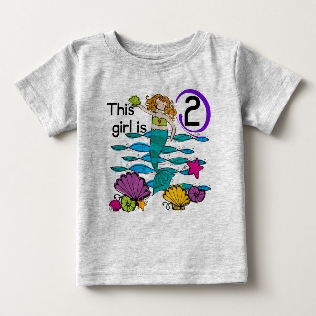 Mermaid 2nd Birthday Tshirts and Gifts (Front)