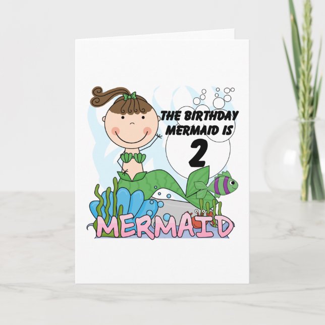 Mermaid 2nd Birthday Tshirts and Gifts Card (Front)