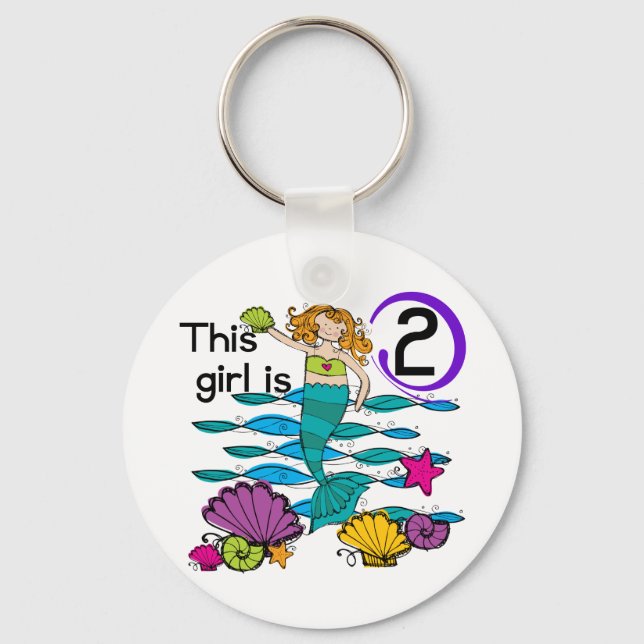 Mermaid 2nd Birthday Tshirts and Gifts Key Ring (Front)